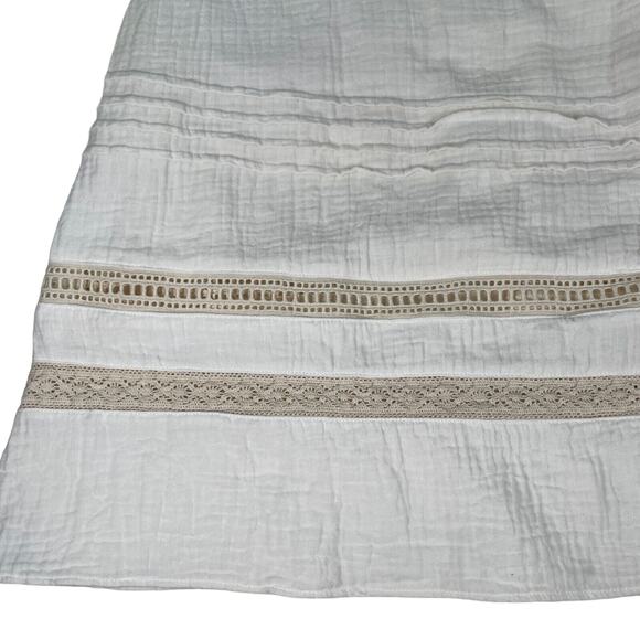 UpWest Plisse White Crochet Lace Detail Soft 100% Organic Cotton Maxi Dress M - Picture 10 of 16